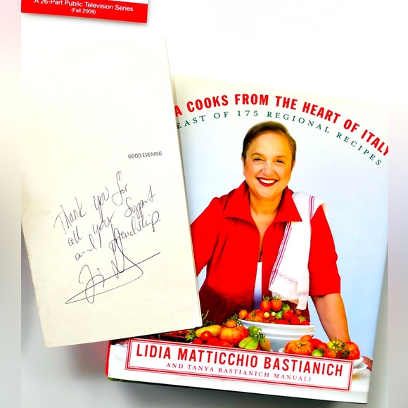 Lidia Bastianich Matticchio COOKBOOK SIGNED & Menu Signed, Famous Chef - Picture 1 of 16